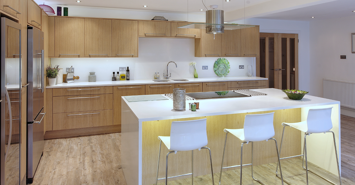 bespoke oak flat door contemporary kitcehen